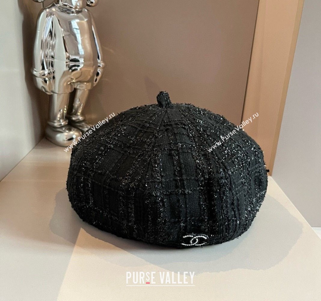 Chanel Tweed Beret hat Black 2024 CH091304 (XMN-240913044)