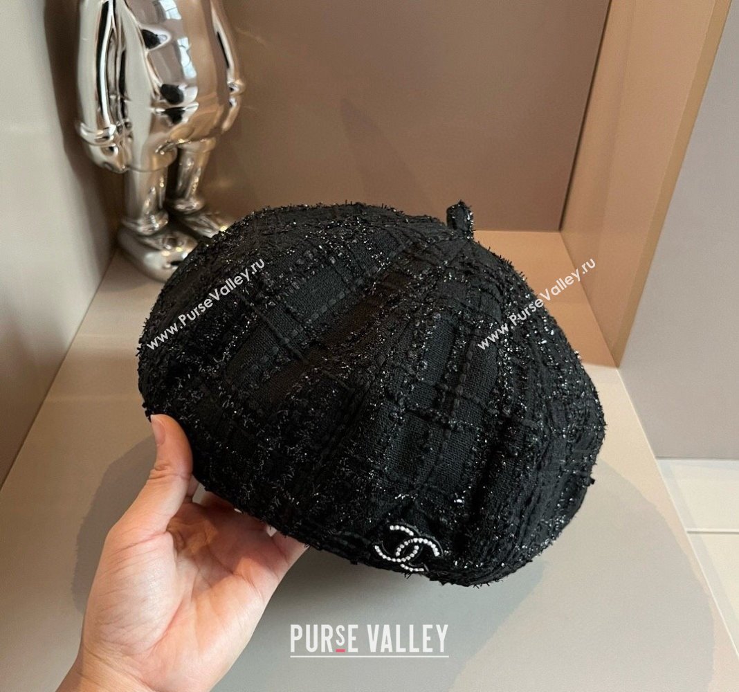 Chanel Tweed Beret hat Black 2024 CH091304 (XMN-240913044)