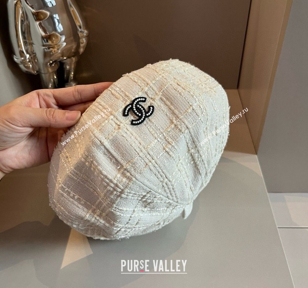 Chanel Tweed Beret hat White 2024 CH091304 (XMN-240913045)