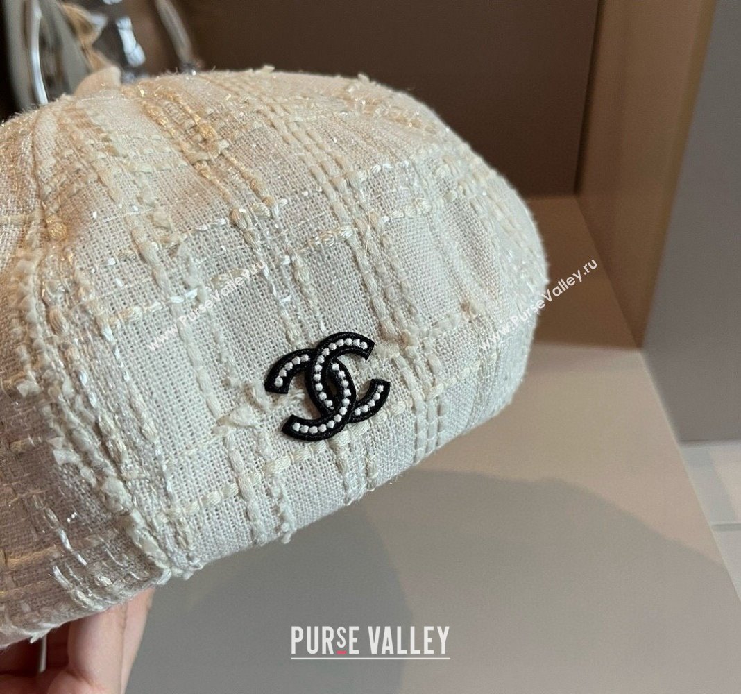 Chanel Tweed Beret hat White 2024 CH091304 (XMN-240913045)