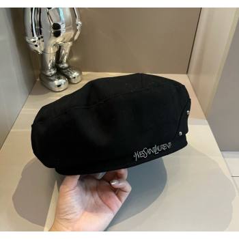 Saint Laurent Fabric Beret Hat Black 2024 0913 (XMN-240913072)