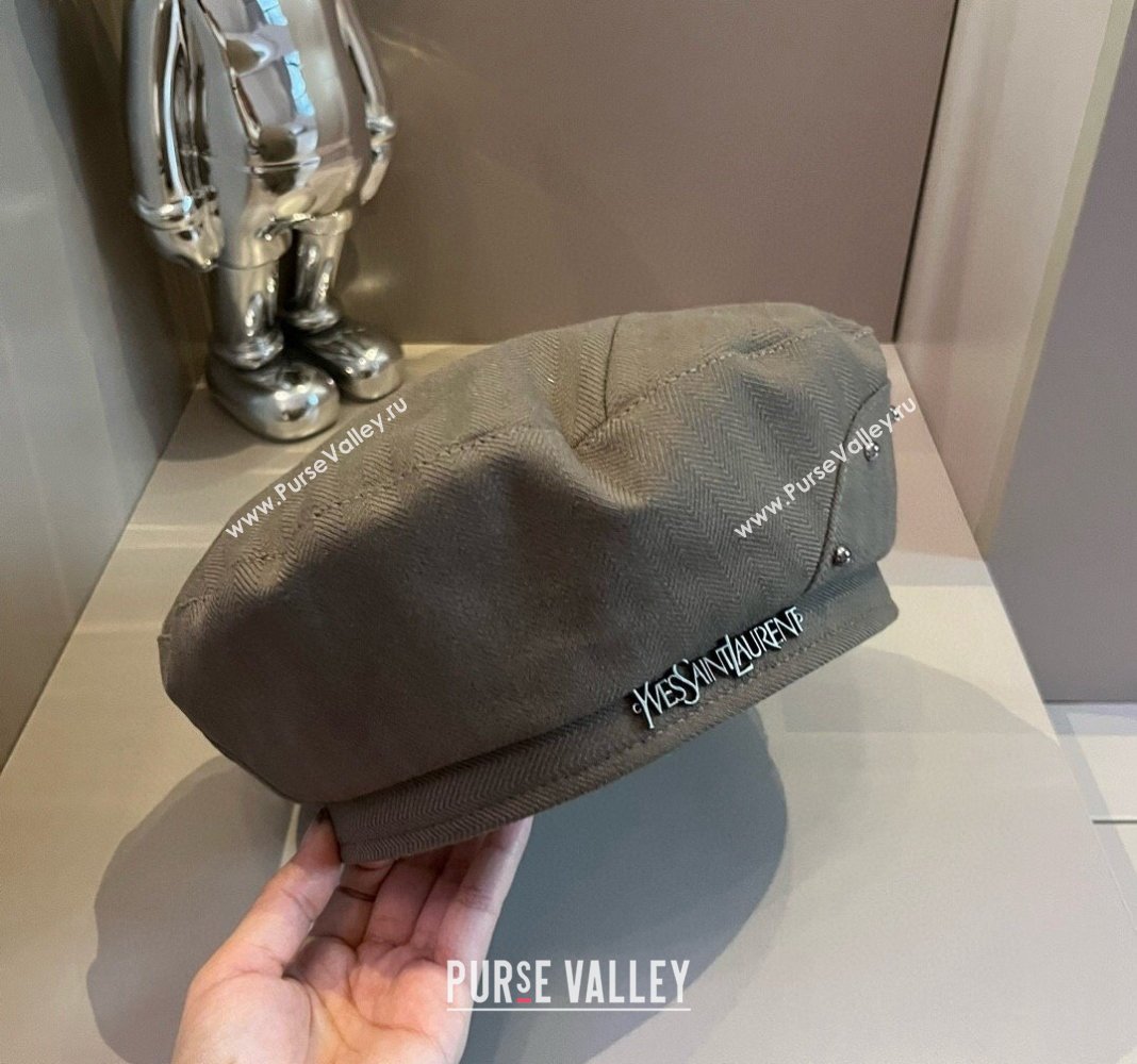 Saint Laurent Fabric Beret Hat Grey 2024 0913 (XMN-240913073)