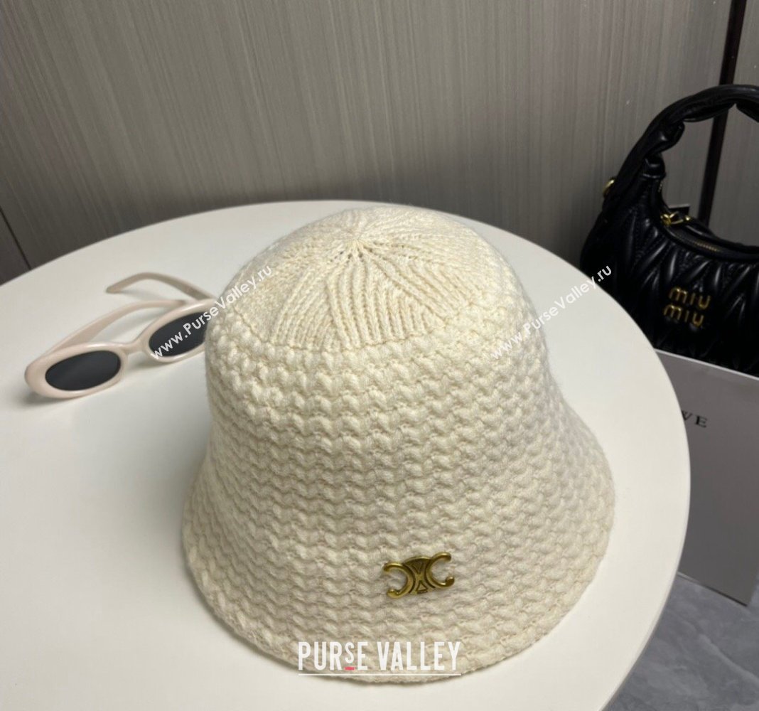 Celine Knit Bucket Hat White 2024 0913 (MAO-240913076)