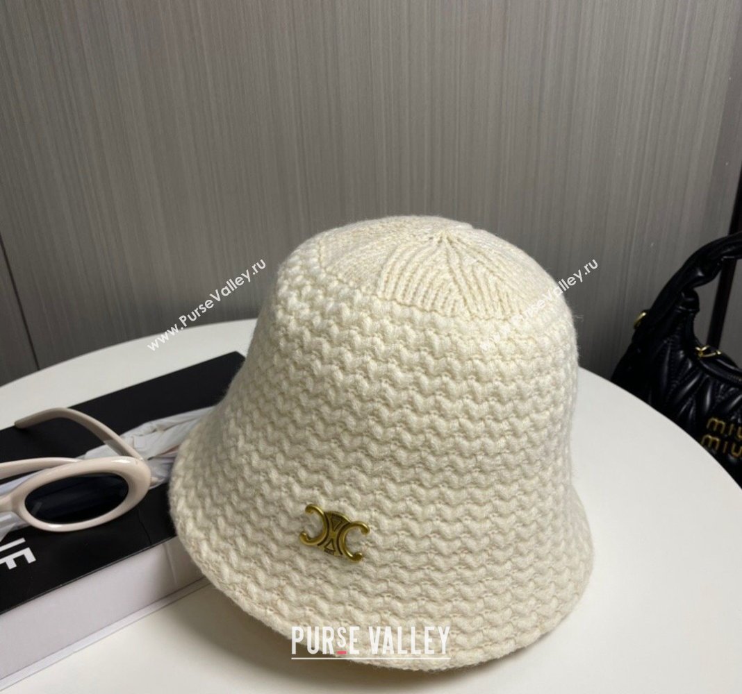 Celine Knit Bucket Hat White 2024 0913 (MAO-240913076)