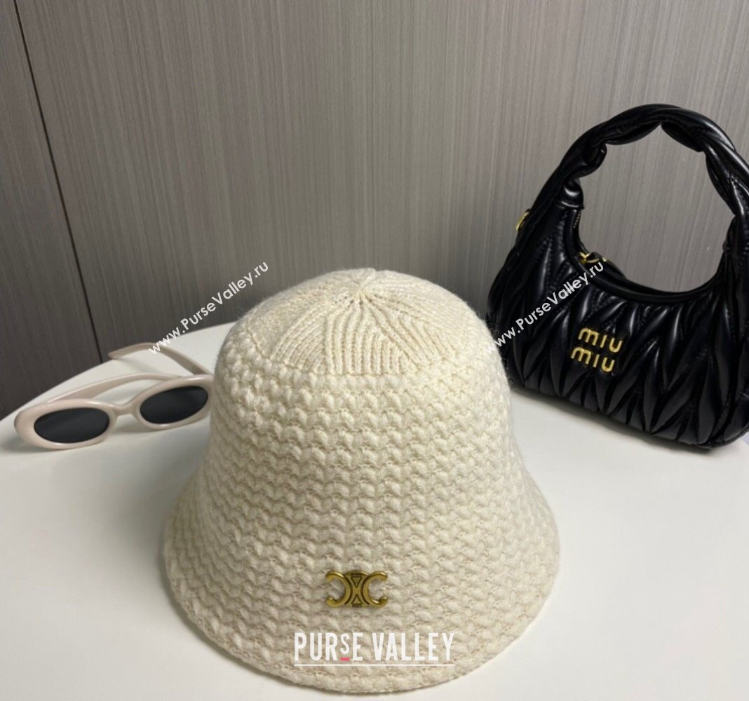 Celine Knit Bucket Hat White 2024 0913 (MAO-240913076)