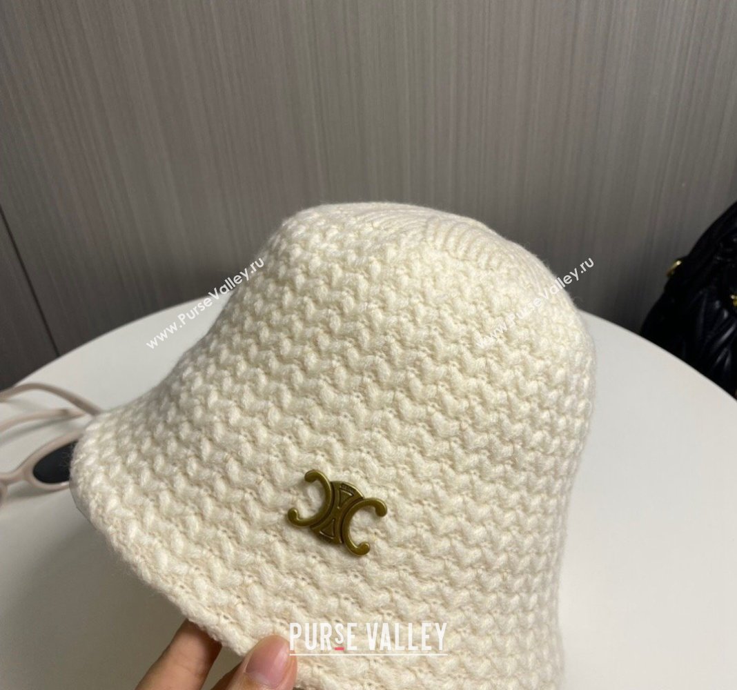 Celine Knit Bucket Hat White 2024 0913 (MAO-240913076)