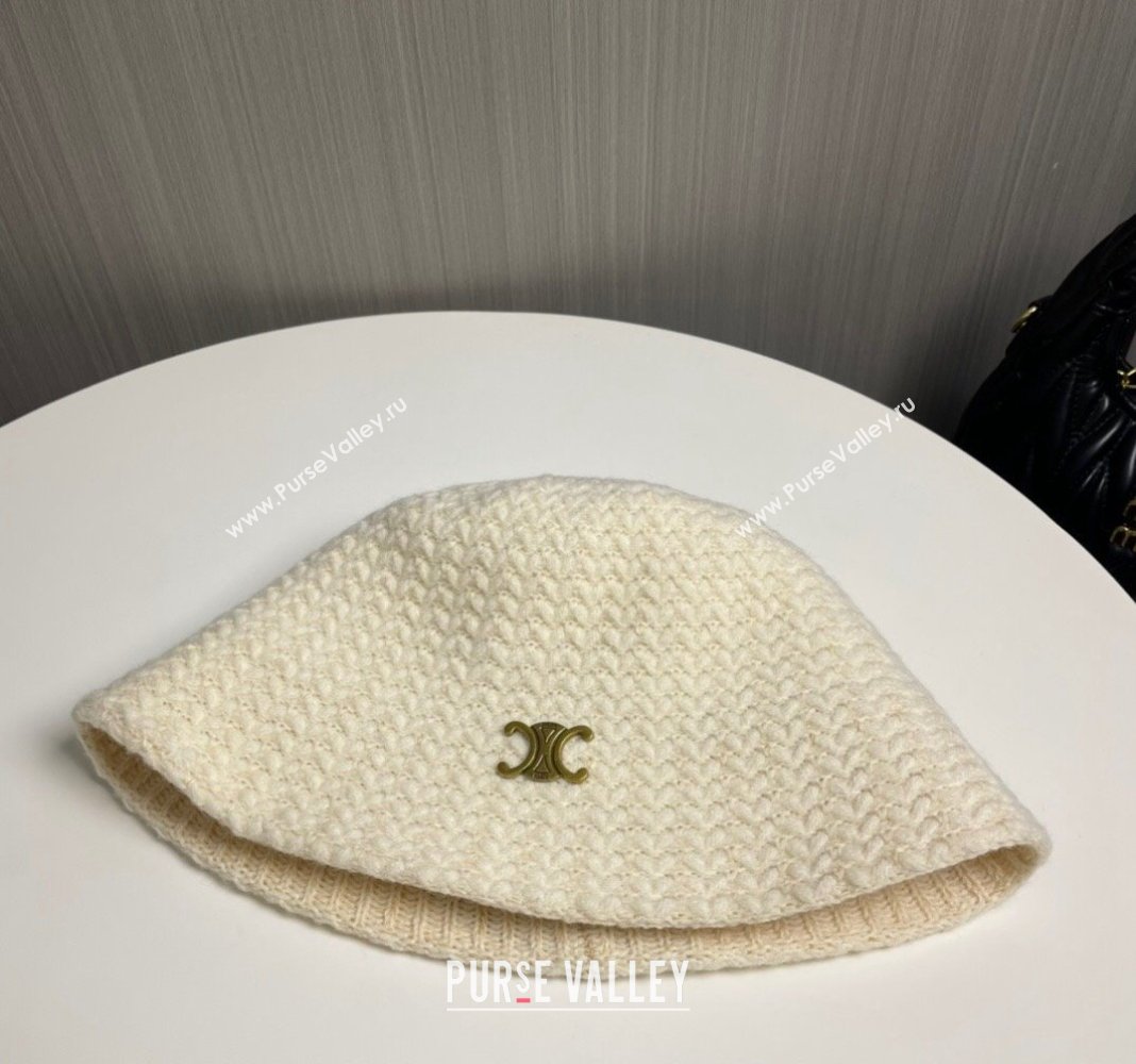 Celine Knit Bucket Hat White 2024 0913 (MAO-240913076)