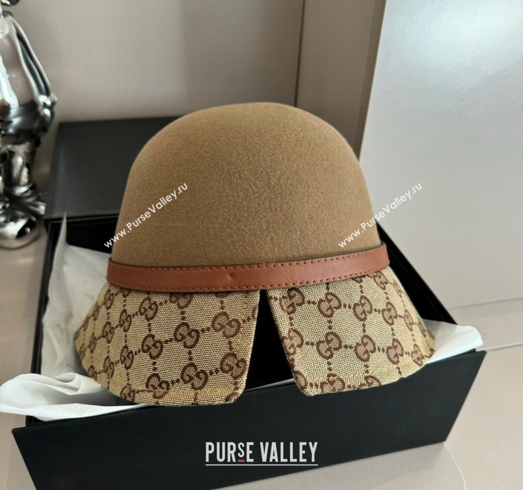 Gucci Horsebit Bucket Hat in Wool and GG Canvas Camel Brown 2024 (XMN-240913035)