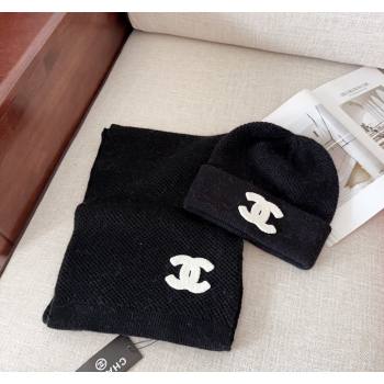 Chanel Knit Hat and Scarf Set Black 2024 CH091305 (Mao-240913048)