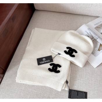 Chanel Knit Hat and Scarf Set White 2024 CH091305 (Mao-240913049)