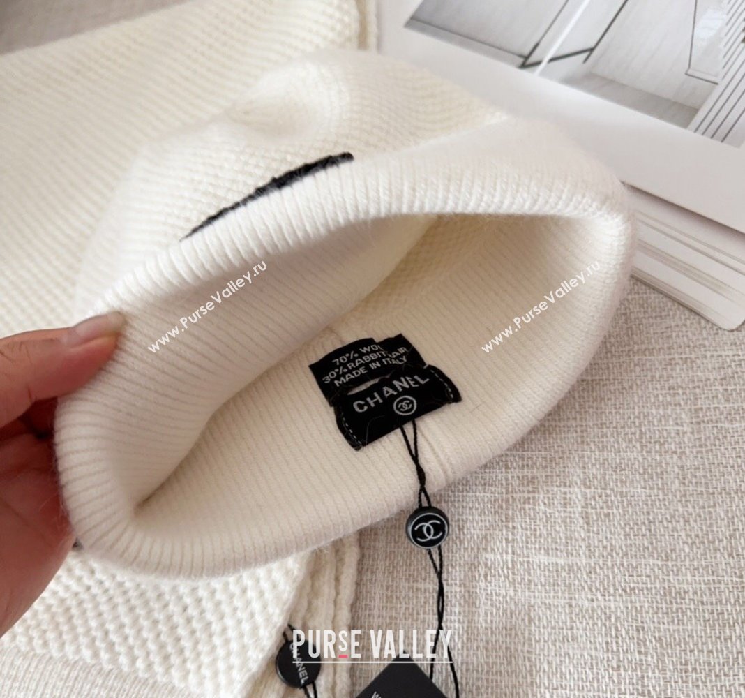 Chanel Knit Hat and Scarf Set White 2024 CH091305 (Mao-240913049)