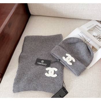 Chanel Knit Hat and Scarf Set Grey 2024 CH091305 (Mao-240913050)