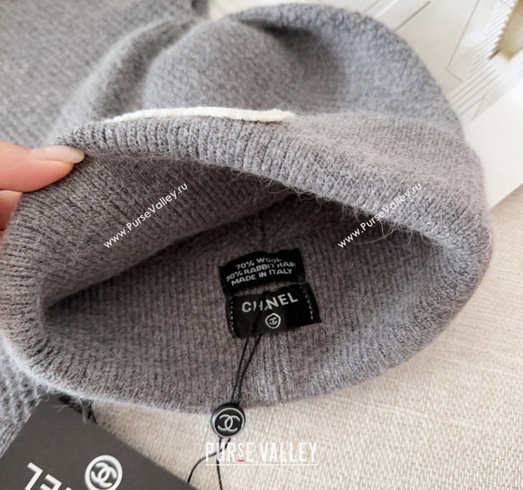 Chanel Knit Hat and Scarf Set Grey 2024 CH091305 (Mao-240913050)