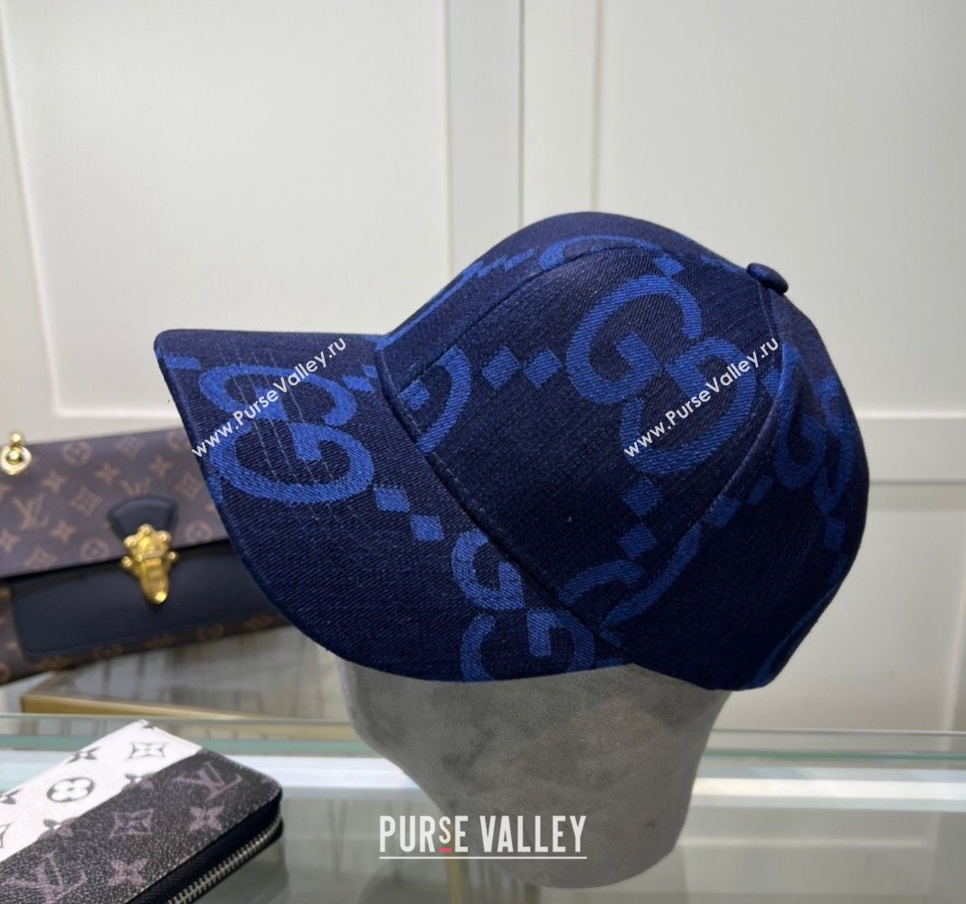 Gucci Maxi GG Denim Baseball Hat Deep Blue 2024 GG091302 (MAO-240913083)