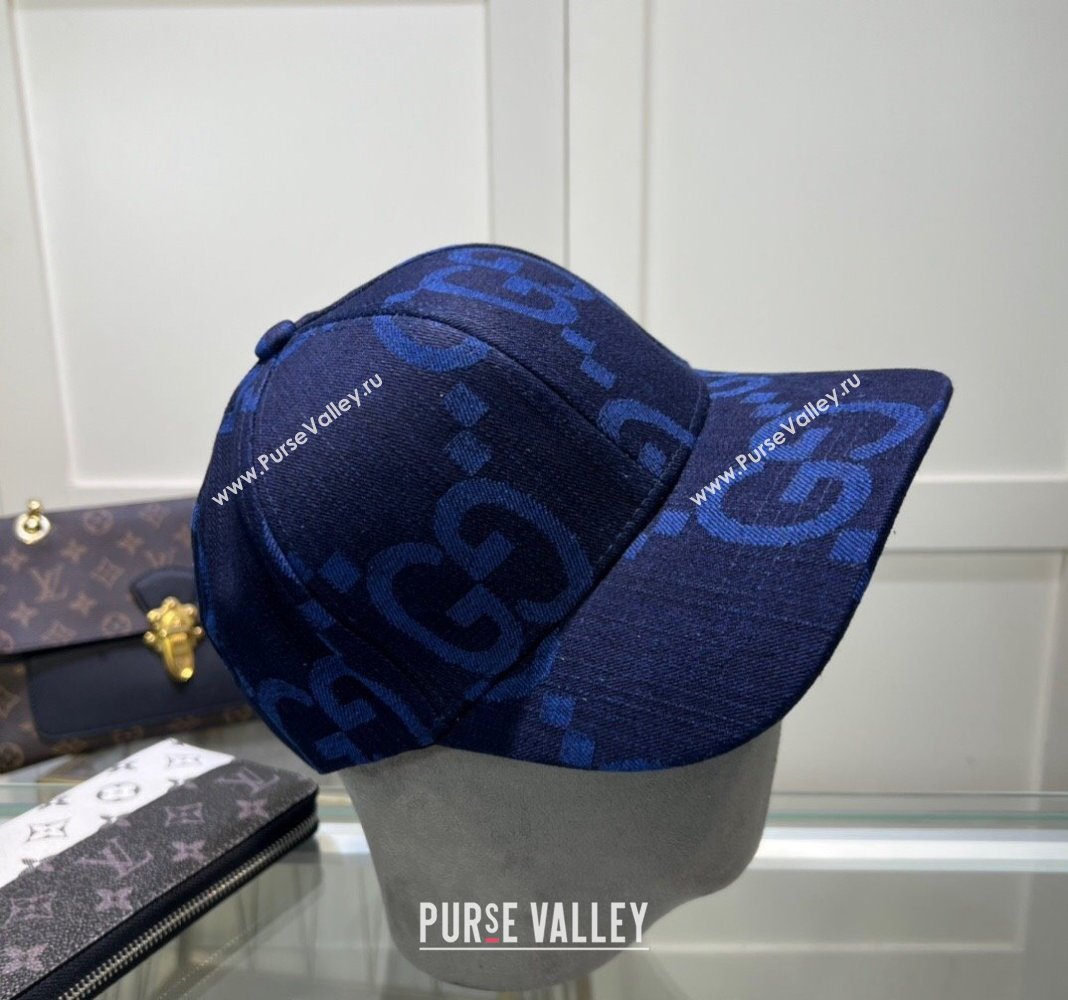 Gucci Maxi GG Denim Baseball Hat Deep Blue 2024 GG091302 (MAO-240913083)