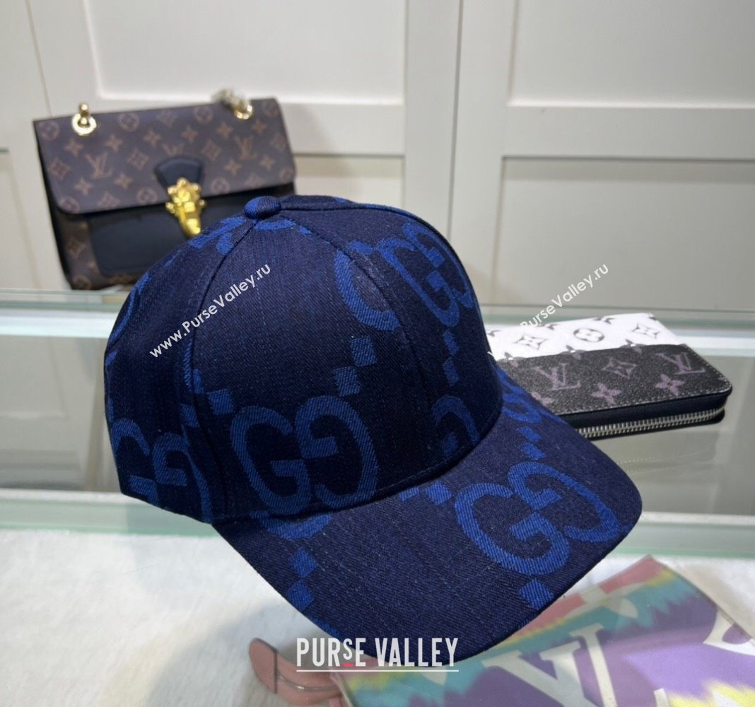 Gucci Maxi GG Denim Baseball Hat Deep Blue 2024 GG091302 (MAO-240913083)