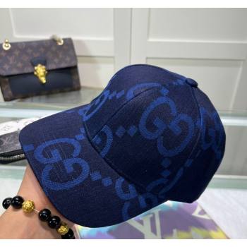 Gucci Maxi GG Denim Baseball Hat Deep Blue 2024 GG091302 (MAO-240913083)