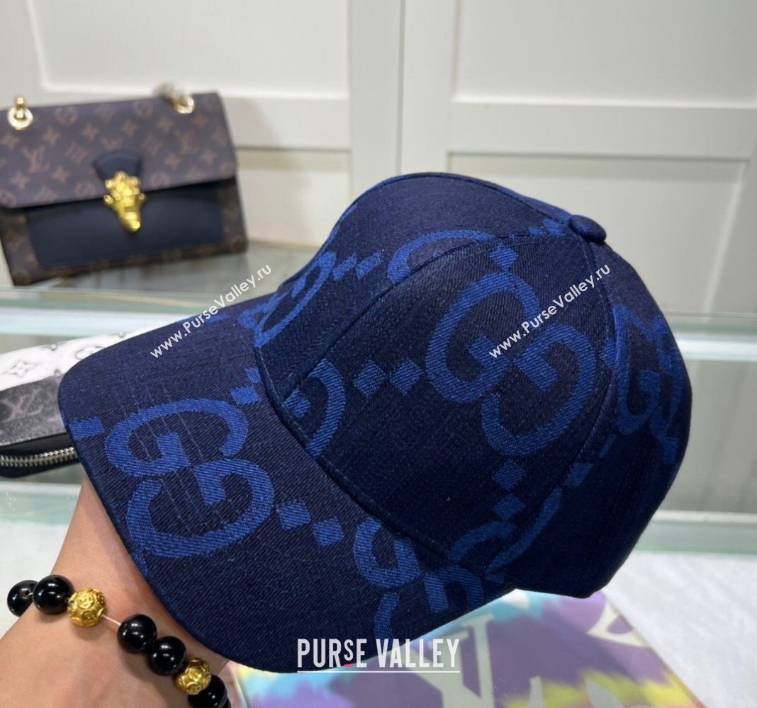 Gucci Maxi GG Denim Baseball Hat Deep Blue 2024 GG091302 (MAO-240913083)