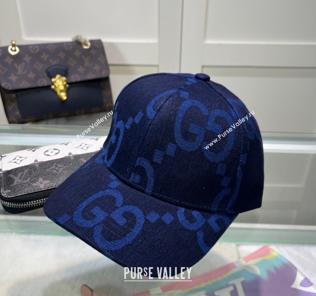 Gucci Maxi GG Denim Baseball Hat Deep Blue 2024 GG091302 (MAO-240913083)