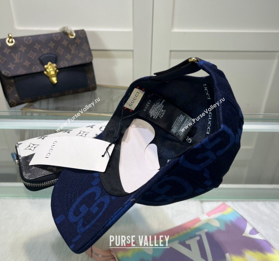 Gucci Maxi GG Denim Baseball Hat Deep Blue 2024 GG091302 (MAO-240913083)