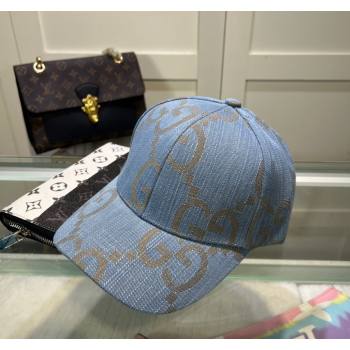 Gucci Maxi GG Denim Baseball Hat Light Blue 2024 GG091302 (MAO-240913084)