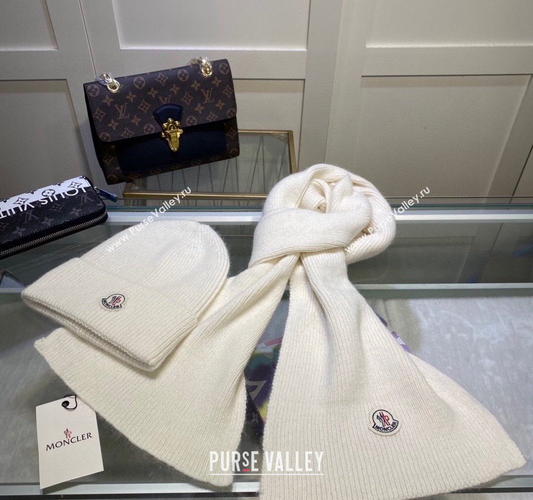 Moncler Knit Hat and Scarf Set White 2024 0913 (MAO-240913085)