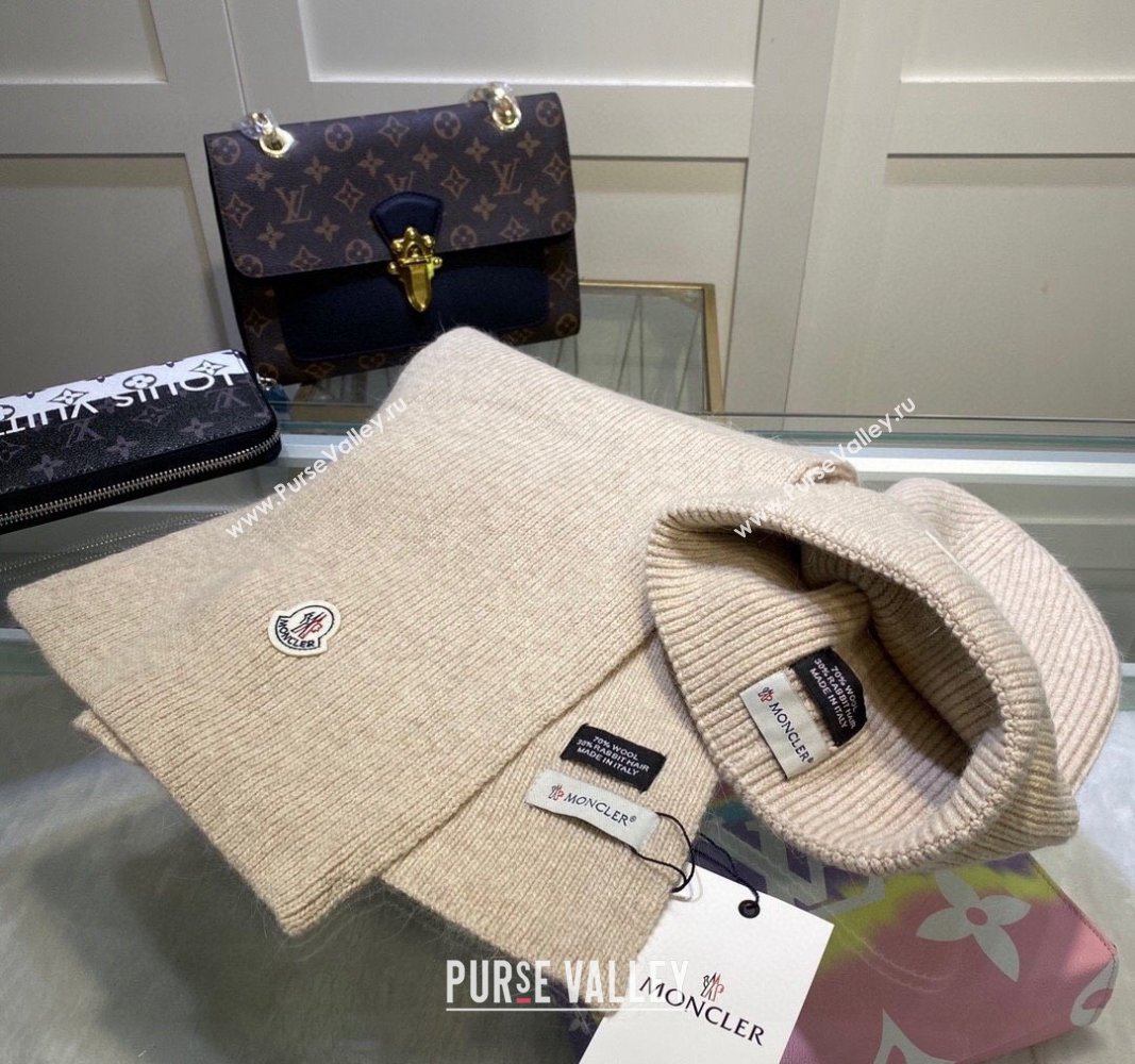 Moncler Knit Hat and Scarf Set Beige 2024 0913 (MAO-240913088)