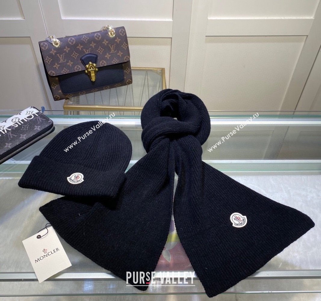 Moncler Knit Hat and Scarf Set Black 2024 0913 (MAO-240913090)