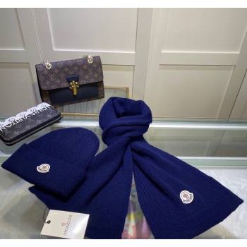 Moncler Knit Hat and Scarf Set Royal Blue 2024 0913 (MAO-240913091)