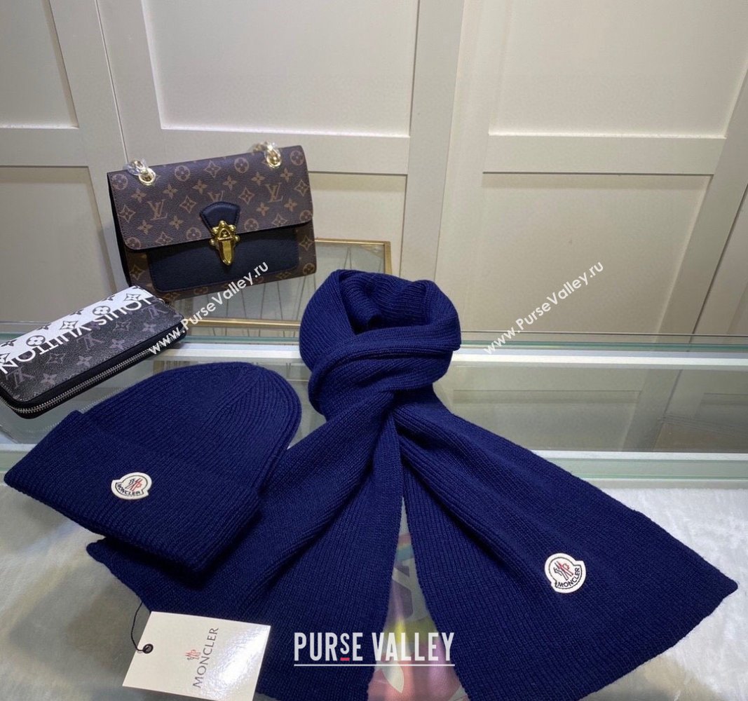 Moncler Knit Hat and Scarf Set Royal Blue 2024 0913 (MAO-240913091)