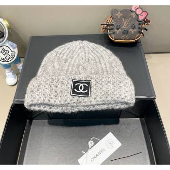 Chanel Knit Hat with CC Patch Light Grey 2024 CH091306 (A-240913052)