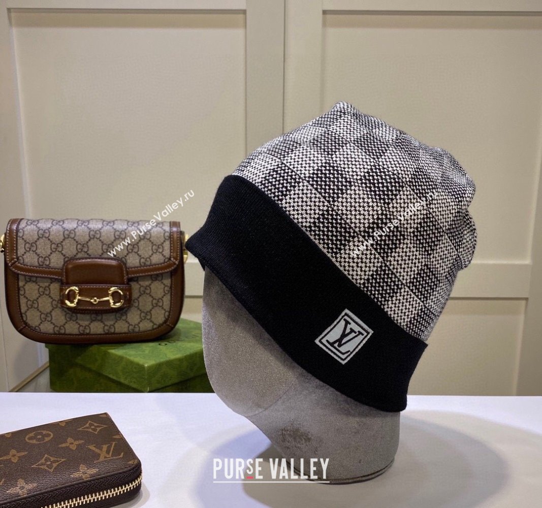 Louis Vuitton Damier Knit Hat Black 2024 LV091302 (A-240913094)