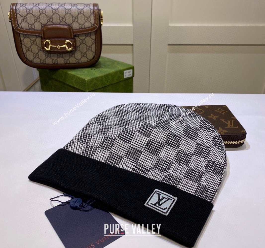 Louis Vuitton Damier Knit Hat Black 2024 LV091302 (A-240913094)