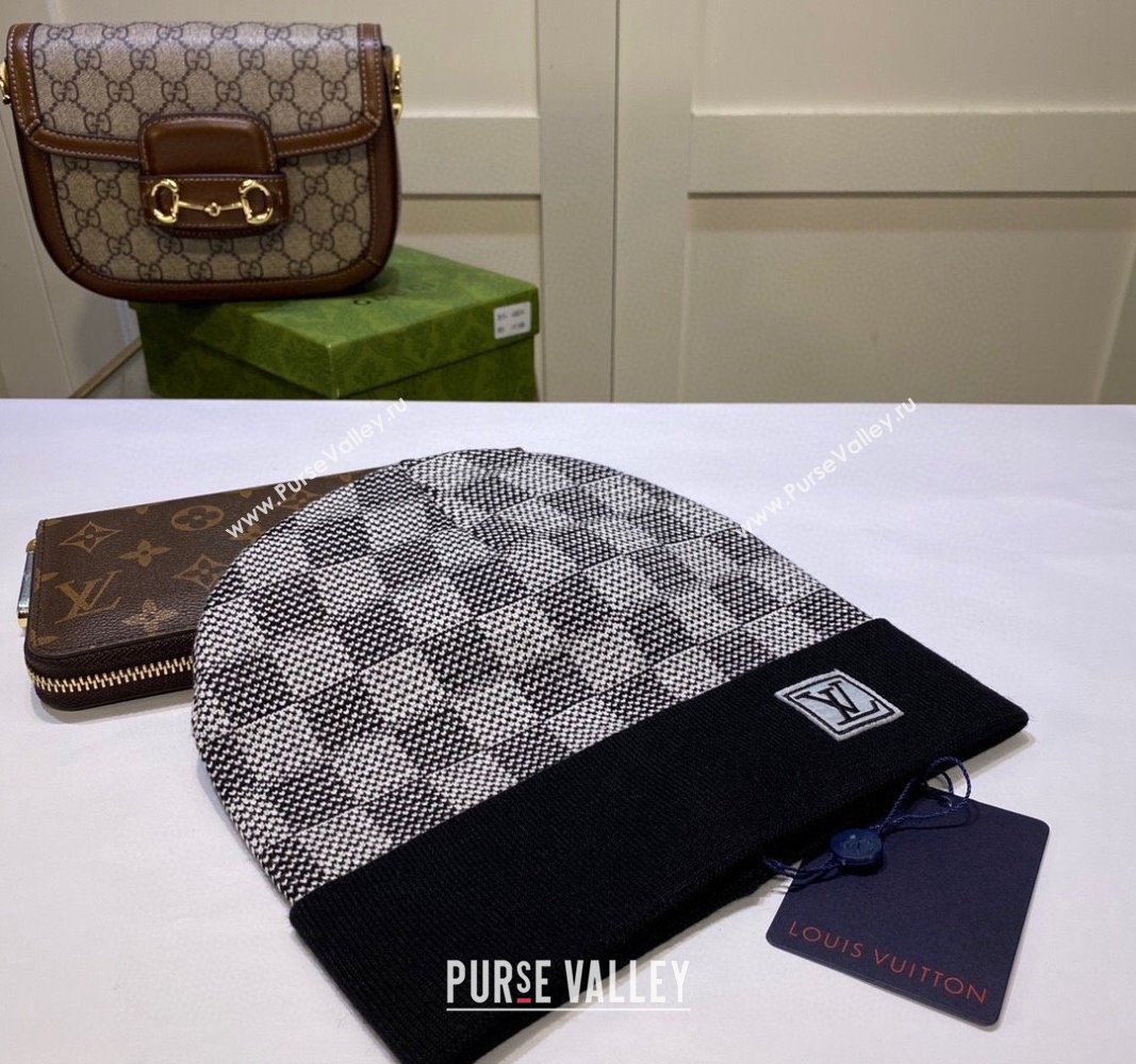 Louis Vuitton Damier Knit Hat Black 2024 LV091302 (A-240913094)