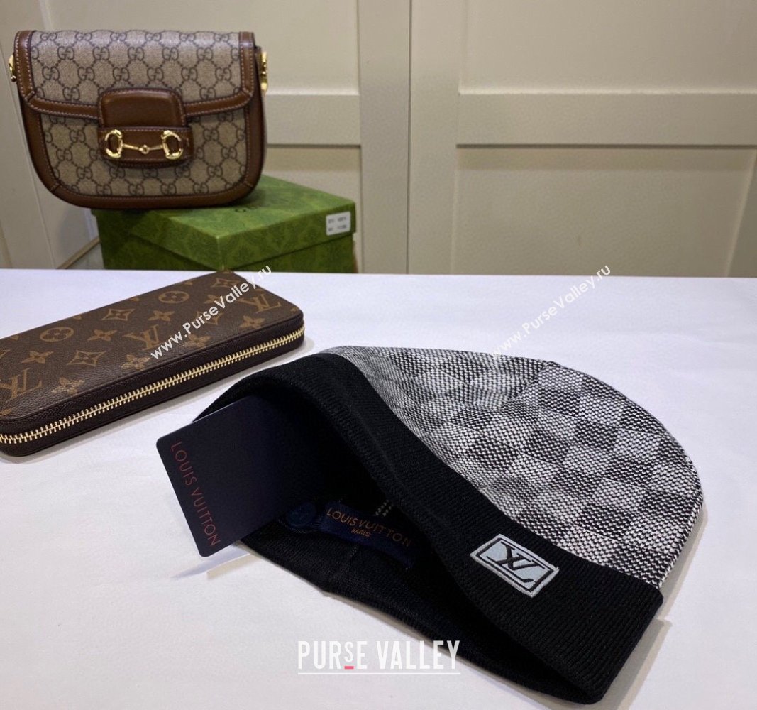 Louis Vuitton Damier Knit Hat Black 2024 LV091302 (A-240913094)