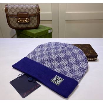 Louis Vuitton Damier Knit Hat Blue 2024 LV091302 (99-240913096)