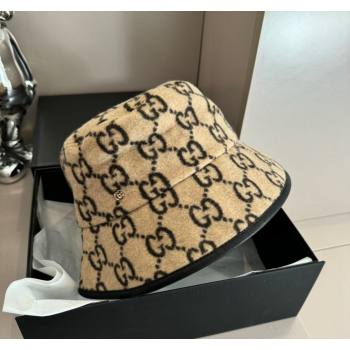 Gucci GG Fleece Fabric Bucket Hat Beige 2024 0913 (XMN-240913061)