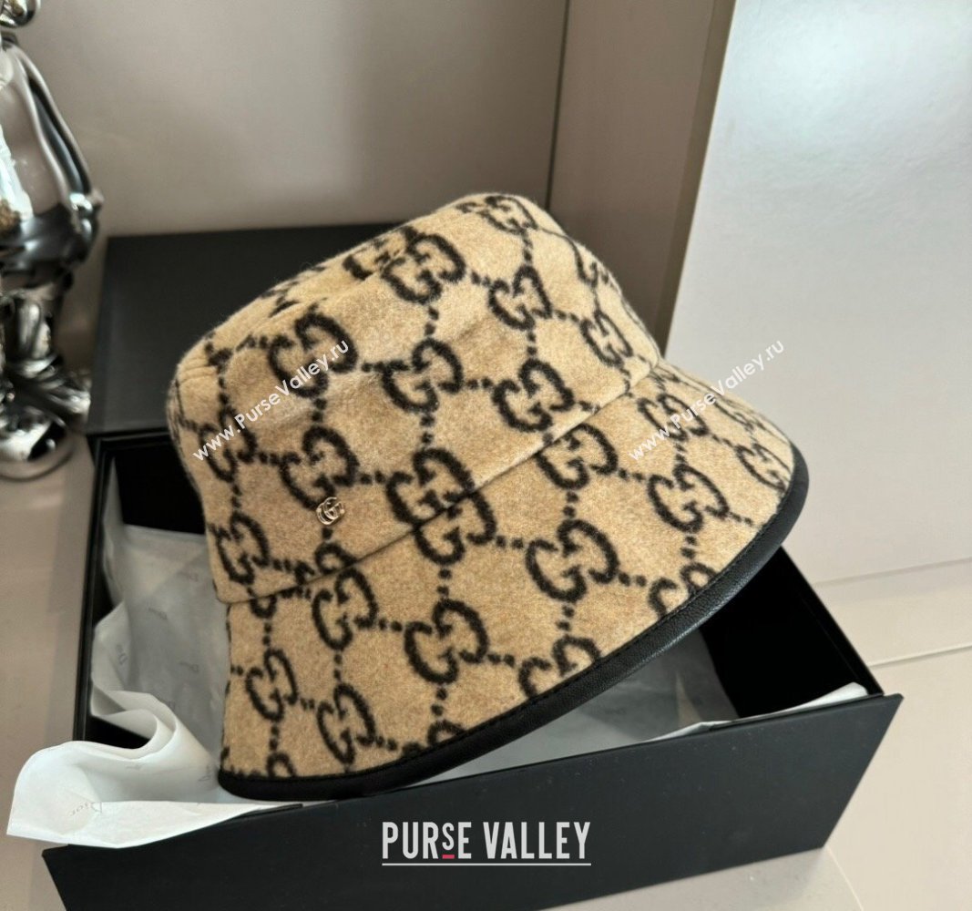 Gucci GG Fleece Fabric Bucket Hat Beige 2024 0913 (XMN-240913061)