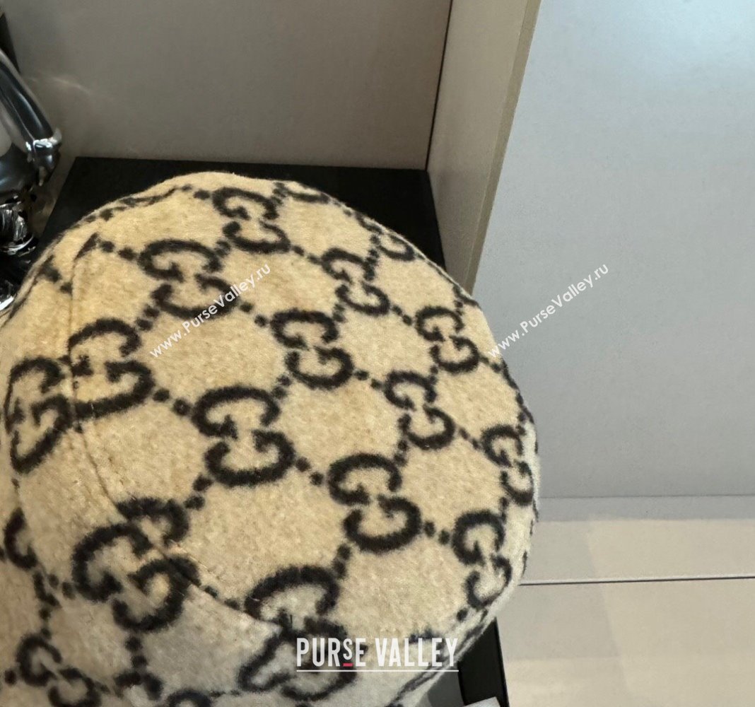 Gucci GG Fleece Fabric Bucket Hat Beige 2024 0913 (XMN-240913061)