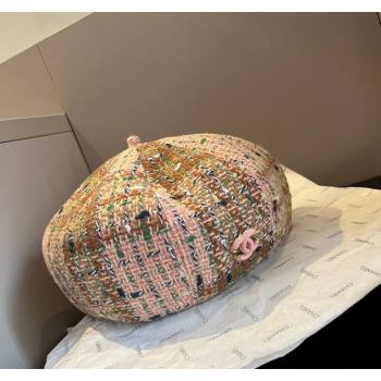 Chanel Tweed Beret Hat Pink/Multicolor 2024 1019005 (XMN-241019011)