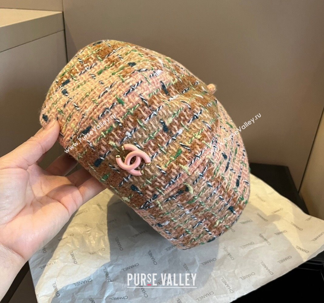 Chanel Tweed Beret Hat Pink/Multicolor 2024 1019005 (XMN-241019011)