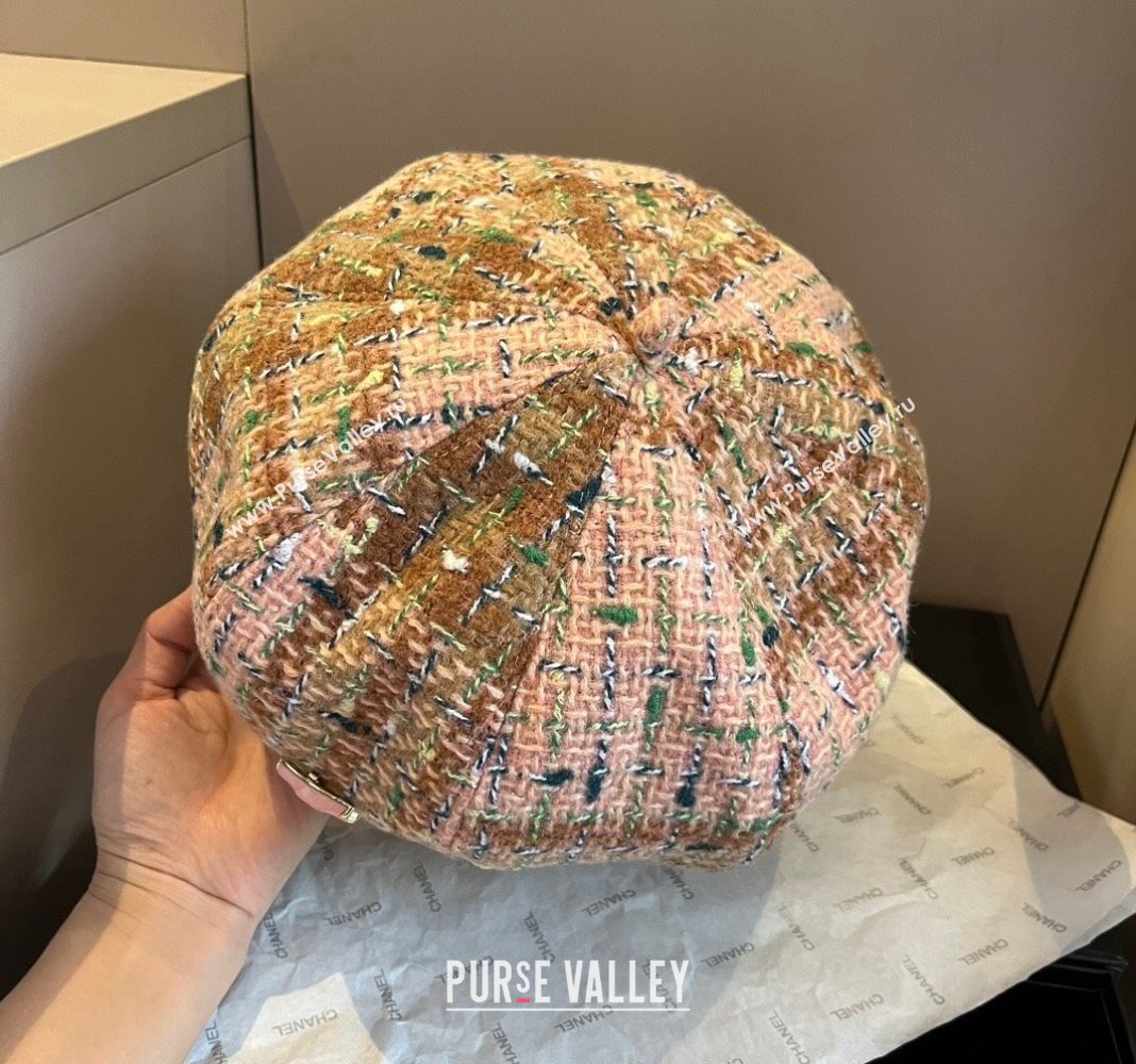 Chanel Tweed Beret Hat Pink/Multicolor 2024 1019005 (XMN-241019011)