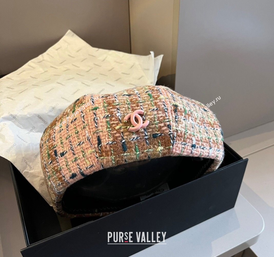 Chanel Tweed Beret Hat Pink/Multicolor 2024 1019005 (XMN-241019011)