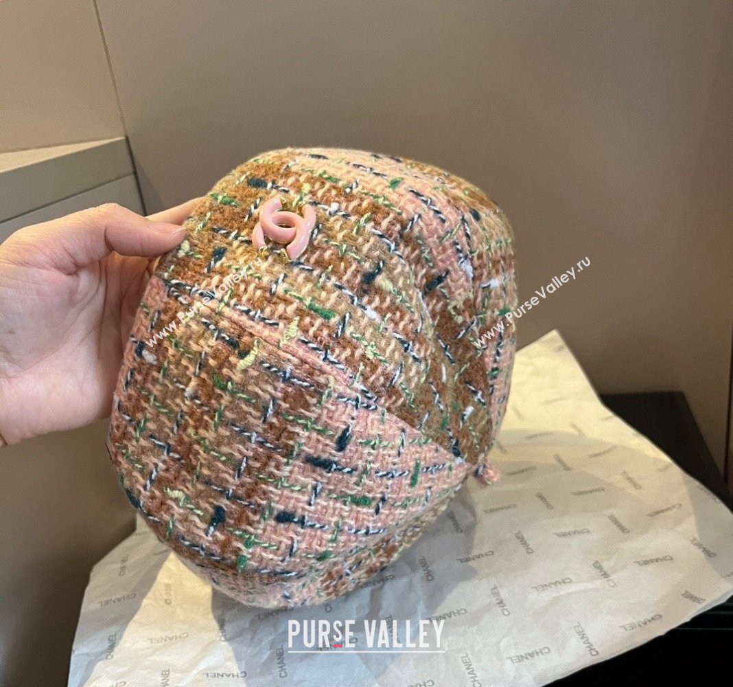 Chanel Tweed Beret Hat Pink/Multicolor 2024 1019005 (XMN-241019011)