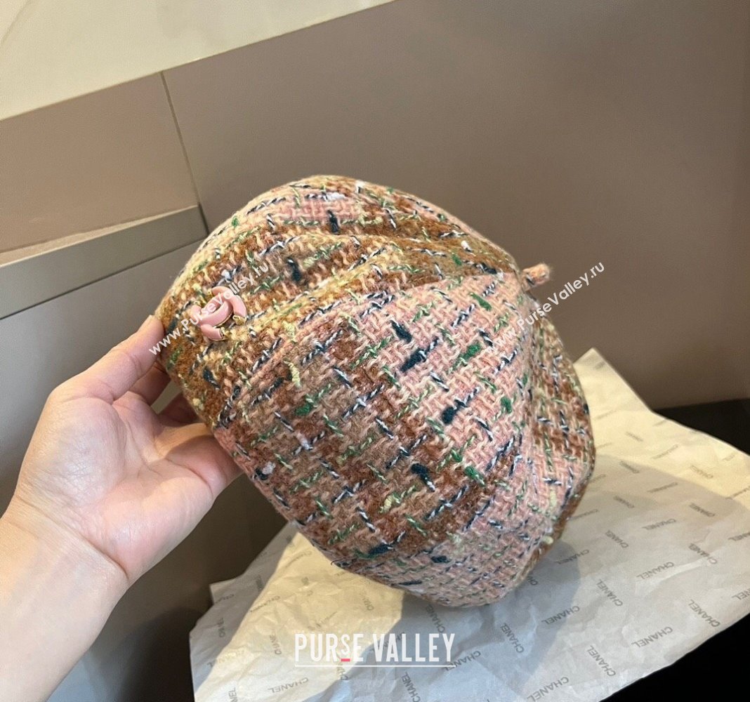 Chanel Tweed Beret Hat Pink/Multicolor 2024 1019005 (XMN-241019011)