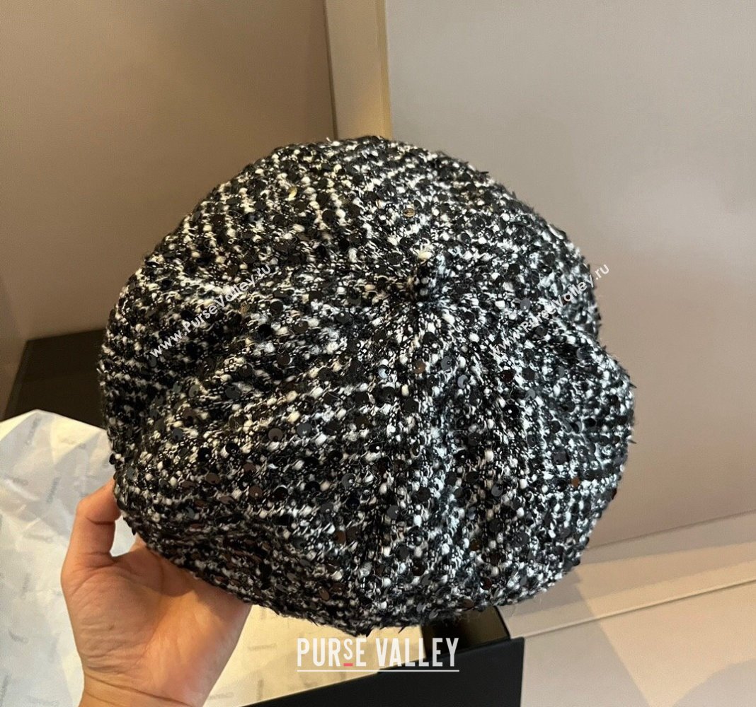 Chanel Tweed Beret Hat Black2 2024 1019005 (XMN-241019012)