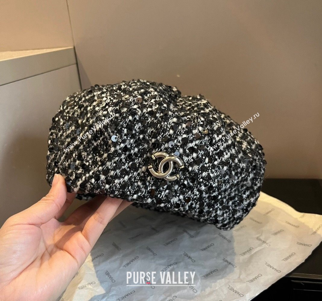 Chanel Tweed Beret Hat Black2 2024 1019005 (XMN-241019012)