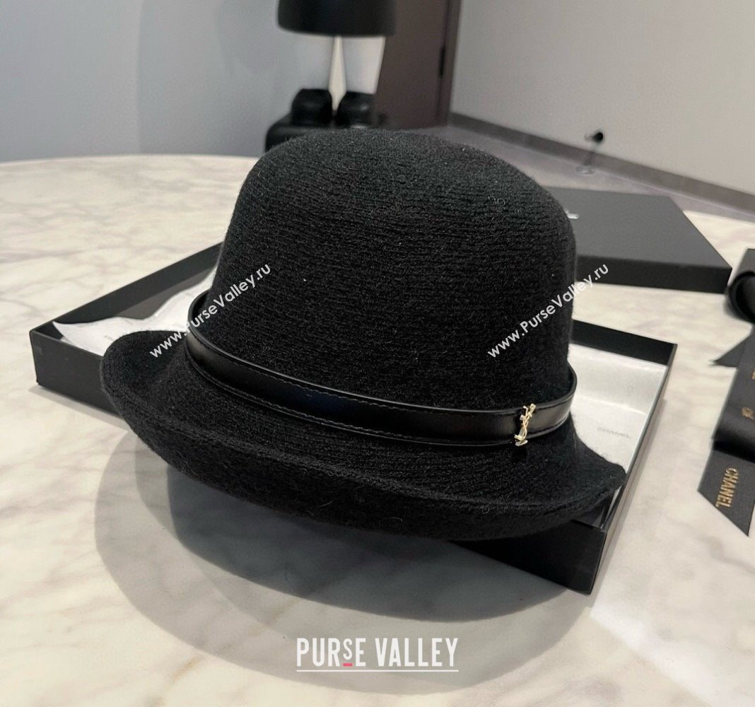 Saint Laurent Wool Bucket Hat with ysl Strap Black 2024 1019009 (XMN-241019022)