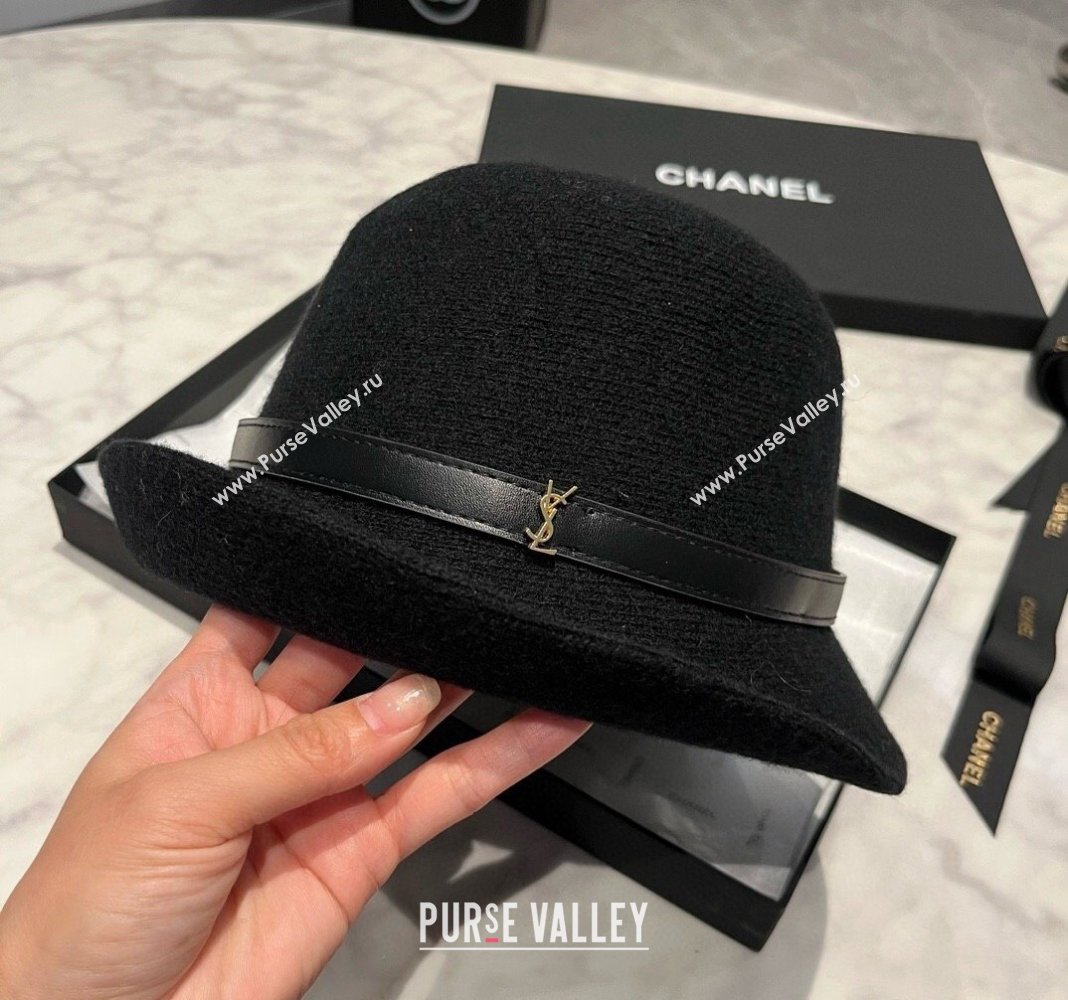 Saint Laurent Wool Bucket Hat with ysl Strap Black 2024 1019009 (XMN-241019022)