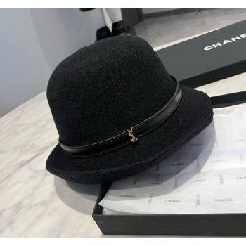 Saint Laurent Wool Bucket Hat with ysl Strap Black 2024 1019009 (XMN-241019022)